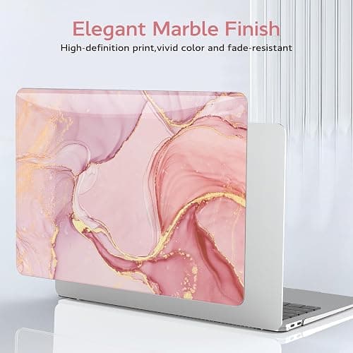 B BELK Compatible with MacBook Air 13 inch Case 2021 2020 2019 2018 M1 A2337 A2179 A1932 Touch ID,Plastic Laptop Hard Shell+2 Keyboard Cover+Screen Protector for MacBook Air 13.3 inch Case,Pink Marble thumbnail 4
