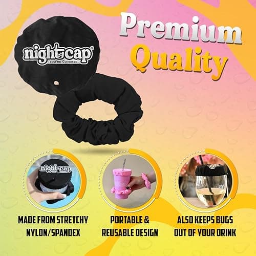 Nightcap The Original Drink Cover Scrunchie – As Seen On Shark Tank And TikTok - Reusable - Wear On Wrist Or In Hair, Prevent Drink Spiking - Sanitary Pocket Keeps Cover Clean thumbnail 6