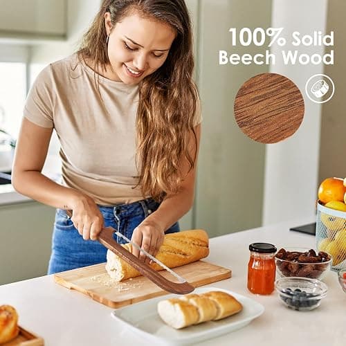 QikFas Sourdough Bread Knife,Bread Slicer, 15.7'' Serrated Bread Slicer for Homemade Bread with Reliable Sourdough Crafting, Ergonomic Handler, Premium Sharpness Blade (Original - Right Handed) thumbnail 7