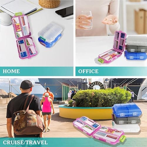 iouwei Pill Organizer With Medicine Labels - 7 Day Travel Daily Container, Mini Medication Storage Case, White With 161 Labels thumbnail 6