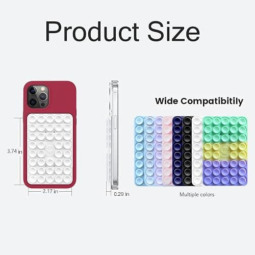 Silicone Double-Sided Suction Phone Case Detachable Mount, Fidget Sticky Grip Phone Accessories, Teen Girl Gifts Trendy Stuff, Hands-Free Stand for ASMR/TikTok/Gym Creator(Small, BabyPink+White) thumbnail 8