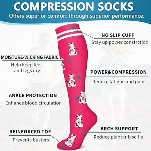 6 Pack Copper Compression Socks for Women and Men Circulation-Best Support for Medical, Running,Nursing,Athletic thumbnail 5