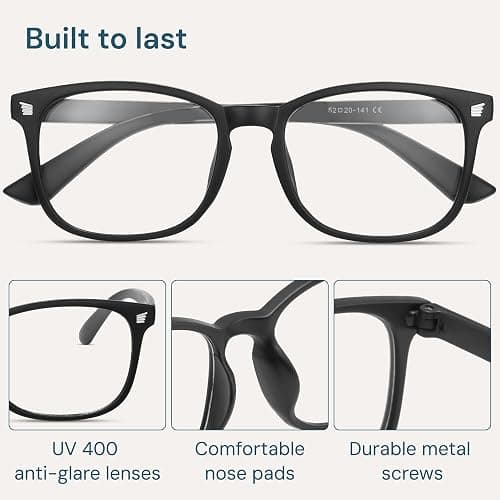 Blue Light Blocking Glasses - Fashion Square Eyeglasses, Anti UV Ray Computer Gaming Glasses Blue Blockers for Women/Men thumbnail 6