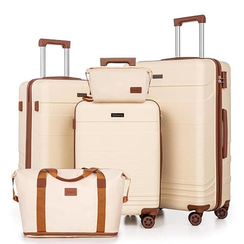 Cobens Luggage Sets 5 Piece with Spinner Wheels, Lightweight Hardshell Suitcases Set with Lock for Men and Women, Carry on Luggage Travel Set with Durable ABS Hard Case - Image 1