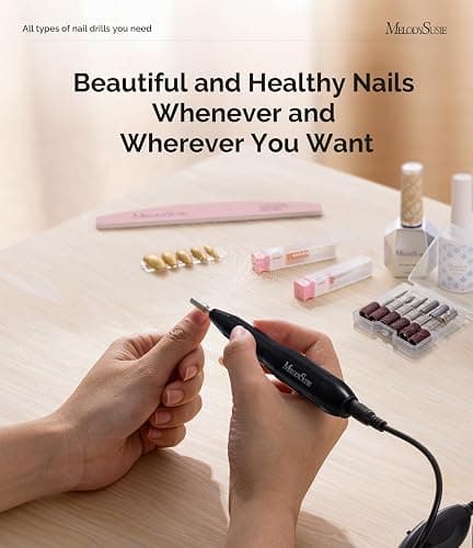 MelodySusie Electric Nail Drill Machine,PC120I Portable Electric Nail File Efile Set for Acrylic Gel Nails, Manicure Pedicure Tool with Nail Drill Bits Sanding Bands Dust Brush, Black thumbnail 7