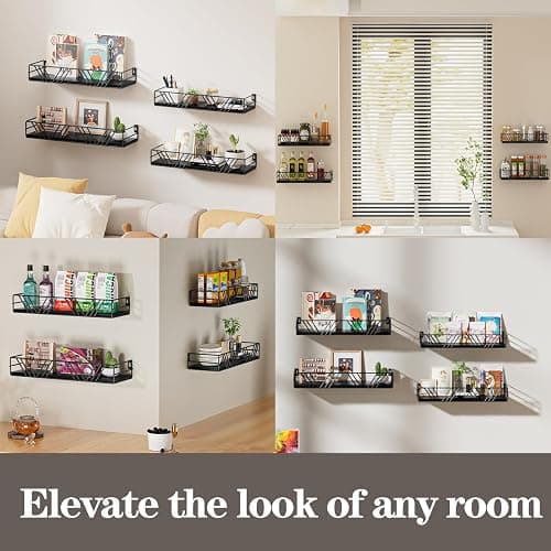 Amaoot Floating Shelves for Wall Set of 4, Wall Shelf Wood Floating Shelf | Different Sizes Mounted Wall Shelves for Living Room,Bedroom, Bathroom, Kitchen, Farmhouse Decor, Office thumbnail 7