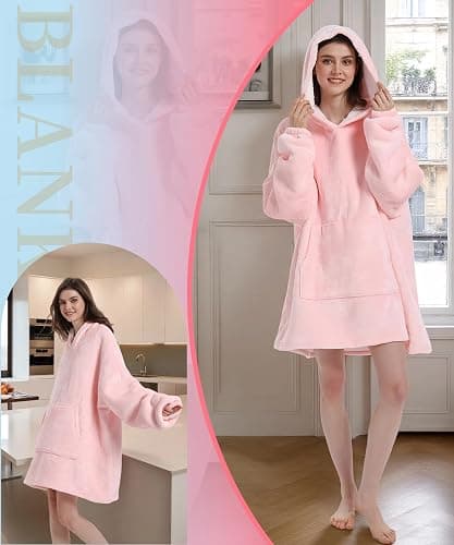 Solvienne Wearable Blanket Hoodie Men Women Oversized Flannel Sweatshirt thumbnail 4