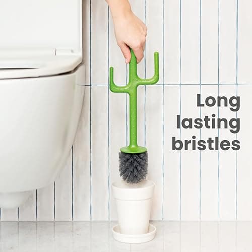 Vigar Cactus Toilet Brush Set, Toilet Brush and Holder Set with Cactus-Shaped Handle, Planter Base and Saucer for Bathroom, Home Cleaning Essentials thumbnail 4