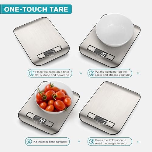 Ultrean Food Scale, Digital Kitchen Scale with LCD Display, Weight Grams and Ounces for Baking Cooking and Meal Prep, 6 Units with Tare Function, 304 Stainless Steel, 11lb (Batteries Included) thumbnail 5