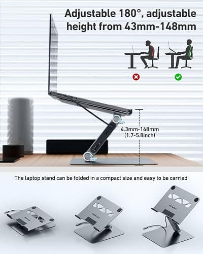 BENFEI Laptop Stand with USB C 7in1 Docking Station,HDMI 4K@60Hz,1*SD 1*Micro SD,100W Power Delivery,10Gbps 1*USB C 3.2 and 2*USB A 3.2 Compatible with MacBook Pro/Air, iPad Pro, XPS, Thinkpad thumbnail 7