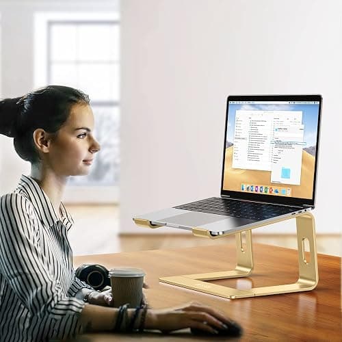 Aluminum Laptop Stand, Ergonomic Detachable Computer Stand, Riser Holder Notebook Stand Compatible with Air, Pro, Dell, HP, Lenovo More 10-15.6" Laptops, Gold thumbnail 7