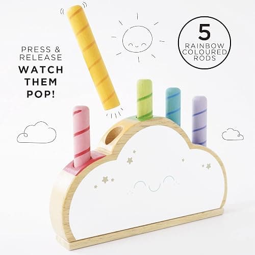 Le Toy Van PL133 Wooden Educational Petilou Rainbow Cloud Pop Press and Release Baby Sensory Montessori Toddler Learning Toy-Suitable for 18+ Months thumbnail 7