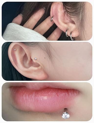 Lsnevsie 20G 18G 16G 14K Gold Filled Threadless Flat Back Earrings Studs Surgical Stainless Steel Opal CZ Nose Rings Studs Tragus Helix Conch Cartilage Earrings Hoops Piercing Jewelry For Women Men thumbnail 5