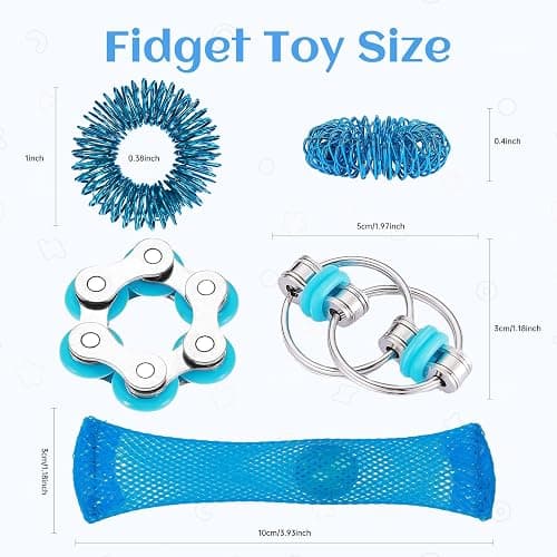 8Pcs Sensory Fidget Toys with Fidget Spinner,Spiky Sensory Finger Acupressure Rings Bike Chain Marble Mesh Fidgets Quiet Toys for Autism,Anxiety Toy Stocking Stuffers Gift for Boys Girls thumbnail 2