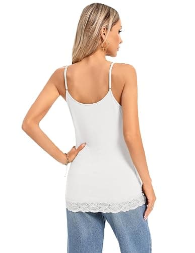 Kate Kasin Women's Adjustable Spaghetti Strap Lace Trim Cami Tunic Tank Top 3PACK thumbnail 7
