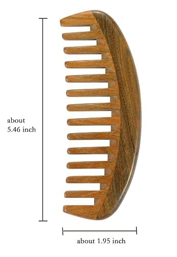 Louise Maelys Wooden Wide Tooth Comb for Curly Hair Anti-Static Sandalwood Hair Combs for Adults and Kids thumbnail 2