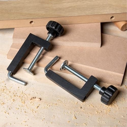 POWERTEC Universal Fence Clamps for Woodworking, Compatible with Table Saw, Miter Saw, Router Table, Drill Press Table, Clamping Square, Woodworking Clamps with 3/8" Rod - 2PCs (71004V) thumbnail 2