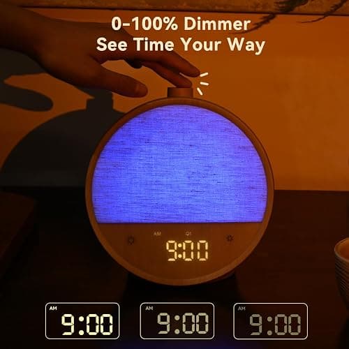 Vivilumens Wood Grain Sunrise Alarm Clock, Gentle Wake-Up Light Sound Machine, Dual Alarms for Heavy Sleepers, Natural Sounds, RGB Mood Light, Dimmable Bedside Night Lamp, Ideal for Bedroom & Gifts thumbnail 6