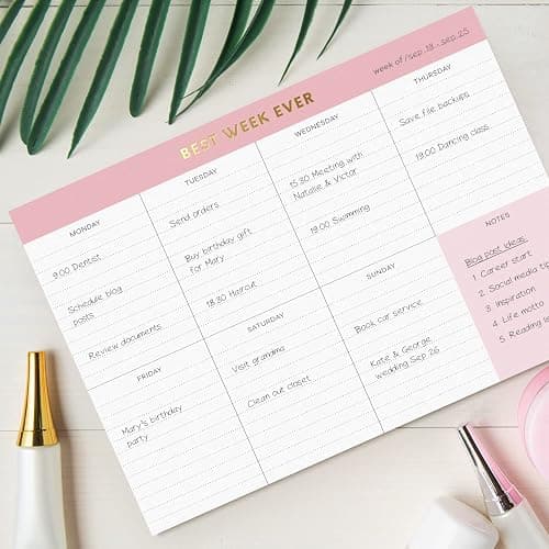 Sweetzer & Orange Weekly To Do List Pad. Gold Foil 7 days Planner with Daily Roadmap Agenda Squares. 7x10” Day Workbook 2025 - Student Blueprint, Work Manual, and Checklist Note Pad thumbnail 6