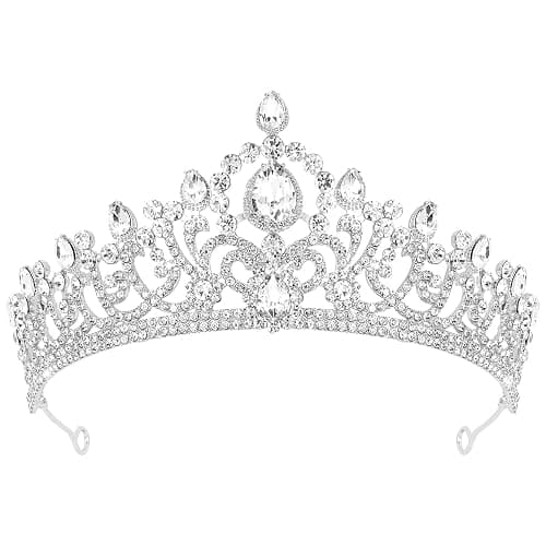 Atoden Silver Crown Tiara Crystal Queen Crown Princess Tiara Rhinestone Headband Headpieces for Women Girls Wedding Hair Accessories for Brides Bridal Prom Birthday Party Pageant Halloween Cosplay - Image 1