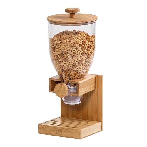 Honey-Can-Do Bamboo Cereal Dispenser with Airtight Lid – Countertop Dry Food Dispenser for Kitchen Organization – Eco-Friendly Cereal Container for Pantry - Image 1