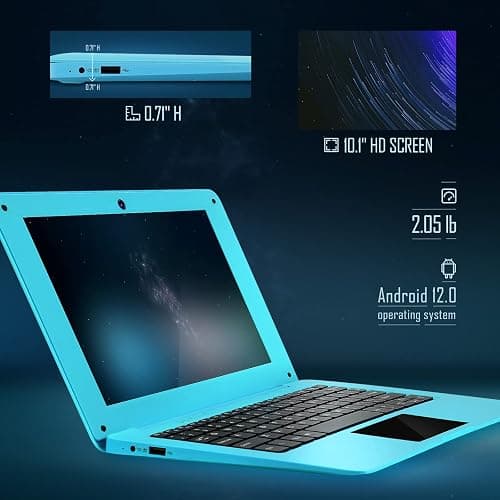 G-Anica Laptop Computer(10.1 inch), Quad Core Powered by Android 12.0, Netbook Computer with WiFi, Webcam and Bluetooth, Mini Laptop with Bag, Mouse, and Mouse Pad for Kids and Adults（Blue） thumbnail 2