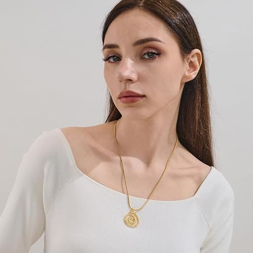 MIJENITI Gold Statement Necklaces for Women - Boho Beach Spiral Swirl Conch Pendants Necklaces, Trendy Statement Jewelry | Summer Beach Jewelry Gifts thumbnail 2
