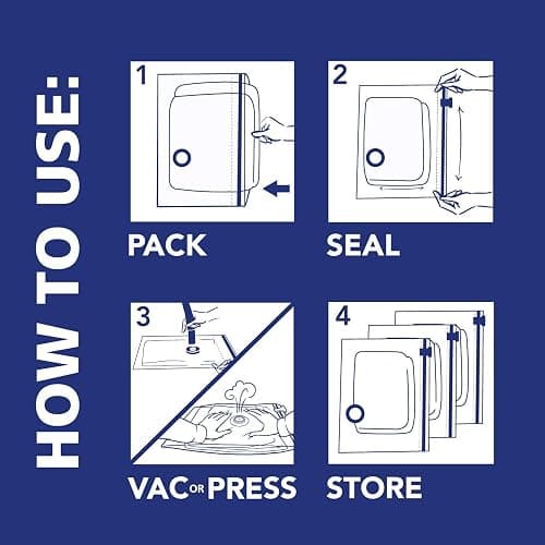 Hefty Shrink-Pak - 4 Large Vacuum Storage Bags for Clothes, Pillows, Towels, or Blankets - Space Saver Vacuum Sealer Bags Ideal Under Bed Storage Solutions thumbnail 6