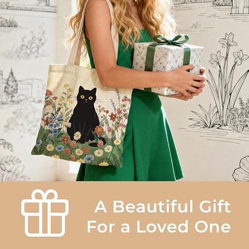 Sukyerios Cute Aesthetic Canvas Tote Bag for Women, Reusable Foldable Shopping Cotton Shoulder Totebag with Zipper Pocket thumbnail 7