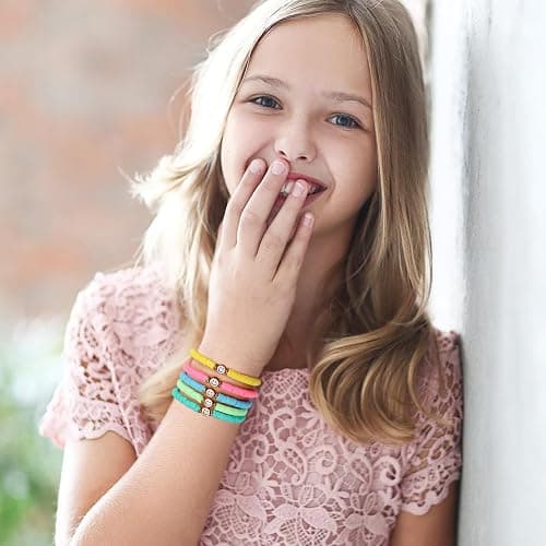JIASHUYEYE Preppy Bracelets for Teen Girls - Stackable Boho Surfer Friendship Bracelets Set for Little Girls & Women thumbnail 3