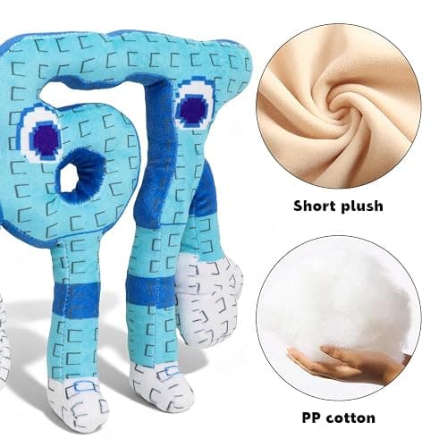 67 Plush Toy 10 Inches Soft Stuffed Number Character Inspired by Steal A Brainrot – Cute Blue Pixel-Style Plushie for Kids and Collectors (A-Number-67) thumbnail 4