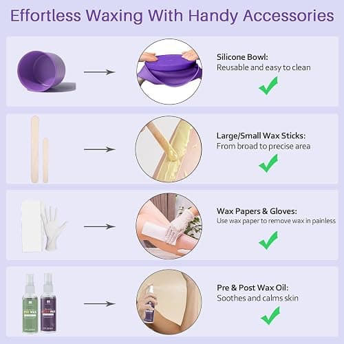 BLITZWAX Brazilian and Bikini Waxing Kit for Women, Hard Wax Warmer for Face, Legs and Body, At Home Hair Removal Kit, Beginner Friendly, Digital Fast Heating, 51 Wax Items thumbnail 7