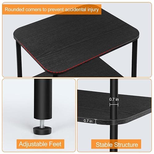 BTY Tall Side Table 3 Tier End Table, 30 Inch H Small End Table with Storage Shelves, Tall Nightstand for Small Spaces Living Room, Bedroom, Home Office,3 Tier Slim Telephone Table thumbnail 4