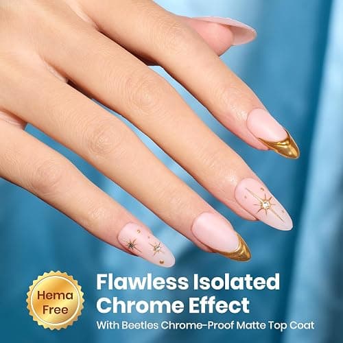 Beetles Chrome-Proof Matte Top Coat, HEMA-Free No-Wipe UV Gel | Top Coat for Chrome Nail Powder, Powder-Resist Matte Finish for Isolated & Detail Nail Art thumbnail 5