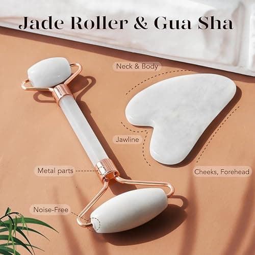 BAIMEI IcyMe Jade Roller & Gua Sha Set Face Roller and Gua Sha Facial Tools for Skin Care Routine and Puffiness, Self Care Gift for Men Women - White thumbnail 4