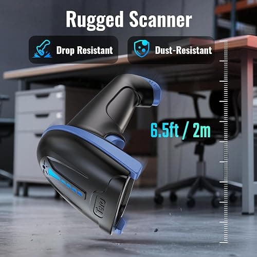 Tera Barcode Scanner with Battery Indicator: 2D Wireless, D5100, Blue | Li-Polymer 2200mAh, USB Wired, 2.4G Wireless, 1D 2D QR Reader, 640*480 CMOS, IP54, Retail Checkout, Warehouse, School Library thumbnail 5