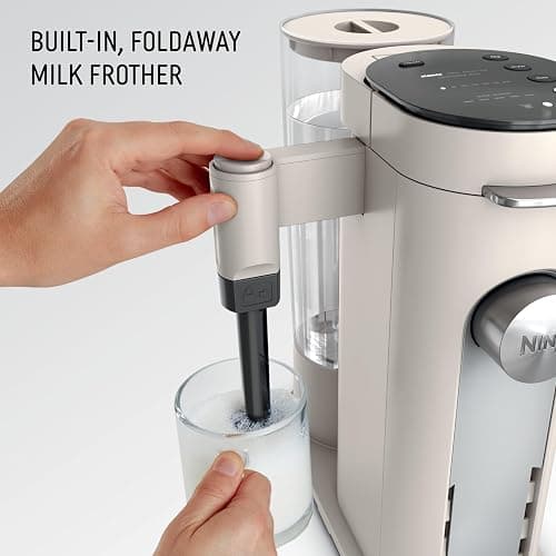 Ninja Pod & Grounds | Coffee Maker | XL Single-Serve | K-Cup Pod Compatible | Brews Grounds | Compact Design | Built-In Milk Frother | 68-oz. Reservoir, 6-oz. Cup to 24-oz. Mug Sizes | Stone |PB055AST thumbnail 5