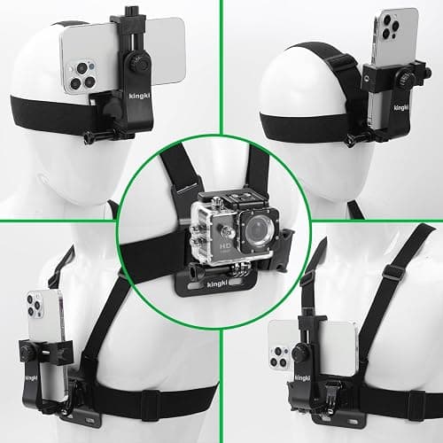 KINGKI Mobile Phone Chest Strap Harness Mount Head Strap Holder Kit for POV/VLOG,Cell Phone Clip Compatible with iPhone,Samsung,GoPro Hero 12, 11,10, 9, 8, AKASO,DJI Osmo,and Action Cameras… thumbnail 2