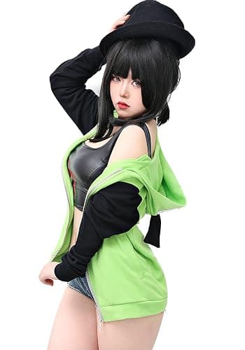 C-ZOFEK Cosplay Hoodie Jacket Mens Womens Green Coat with Ears for Christmas Costume thumbnail 4