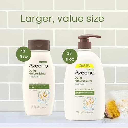 Aveeno Daily Moisturizing Body Wash for Women and Men for Dry & Sensitive Skin, Paraben, Soap & Dye-Free, Gentle Shower Cleanser, Dermatologist Recommended Brand, Lightly Scented, 33 Fl Oz thumbnail 6