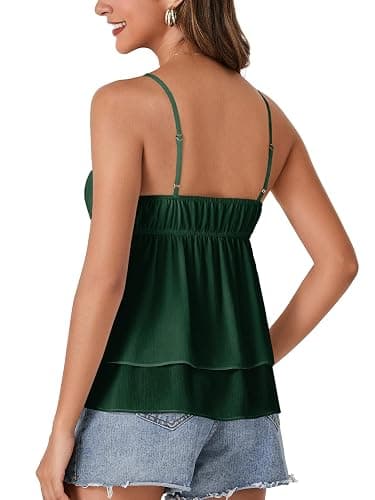 Rooscier Women's Spaghetti Straps Babydoll Cami Top | Peplum Strappy Cute Tank Tops thumbnail 5