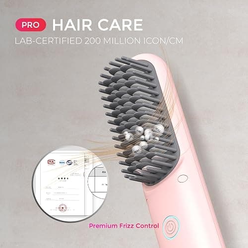 TYMO Cordless Hair Straightener Brush - Porta PRO Portable Straightening Brush for Travel, Mini Ionic Hot Comb Straightener for Women, Lightweight on-The-go, Cordless and Fast Charger Dual Power thumbnail 7