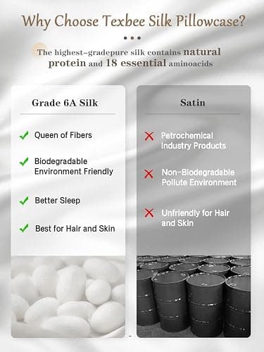Texbee Silk Pillowcase, 22 Momme Mulberry Silk Pillowcases for Hair and Skin Health, Soft Smooth Breathable Cool Satin Pillow Case for Beauty Sleep, with Gift Box, 1pc (50x75 cm, Ivory White) thumbnail 3