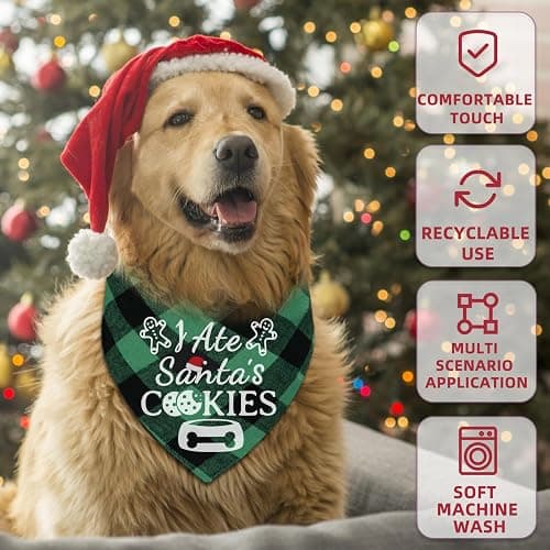 4 Pack Merry Christmas Dog Bandanas Classic Stylish Plaid Xmas Dog Christma Bandana Pet Scarf Bibs Gift Set Dogs Bandanas Christmas for Small Medium Large Puppy Pets thumbnail 5