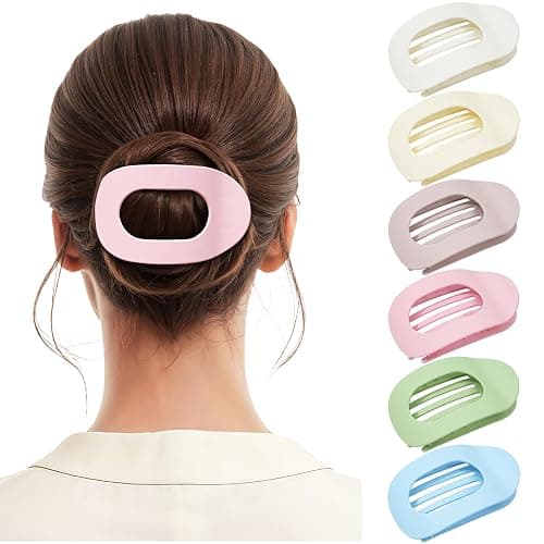 Secroma 6 PCS Flat Hair Clips for Women, French Medium Non Slip Claw Clips | Minimalist Matte Design with Strong Grip for Thick Thin Hair, Keeps Hair Secure for Low Buns, Updos and Everyday Styling - Image 1