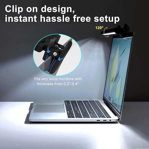 Wodgreat Laptop Monitor Lamp, LED Screen Light Bar, Adjustable Brightness & Color Temperature, Eye-Care Tablet Lamp for Keyboard, No Screen Glare, Space Saving, USB Powered, for Laptop Only thumbnail 4