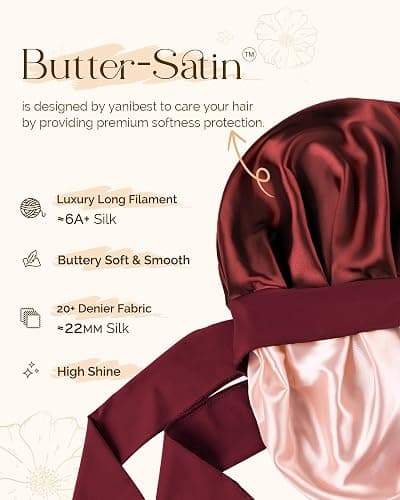 Yanibest Satin Silk Bonnet for Sleeping Women, Double Layer Hair Bonnet with Elastic Tie Band for Curly Natural Hair thumbnail 3