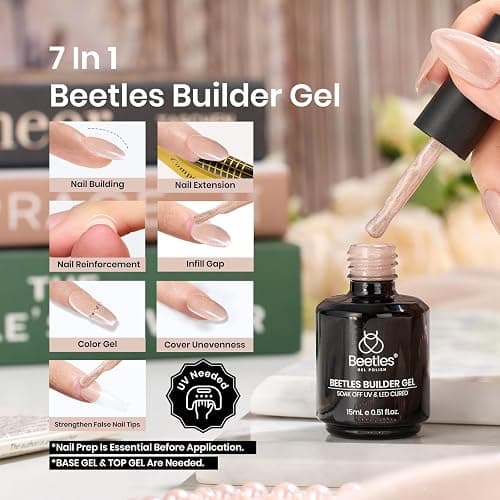 Beetles Builder Gel Kit-Star Cascade 4 Colors 7 in 1 Nail Thickening Strengthening Building Apex with Liner Nail Brush for Beginner DIY Salon at Home,Cat Eye Builder Nail Gel,UV & LED Lamp Needed thumbnail 2