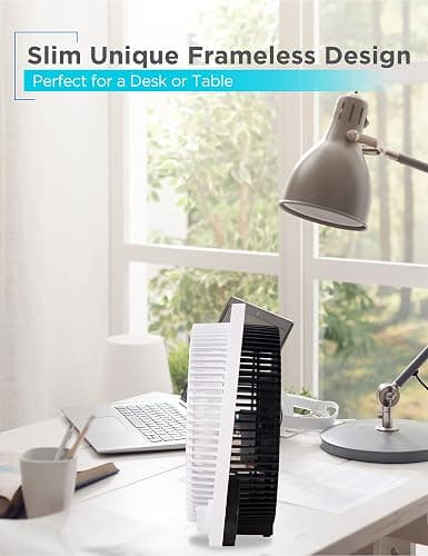 BLACK+DECKER 9-Inch Frameless Box Fan, Freestanding Desk Fan with 3-Speed Settings, Portable Fan for Home Office or Garage, BFB09W, White thumbnail 4
