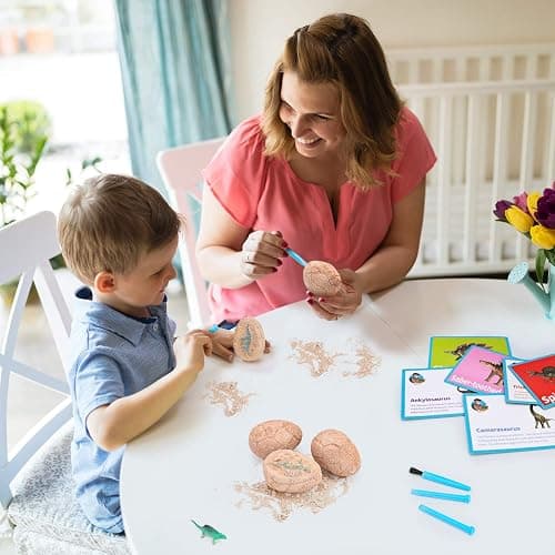 Dig Up Dinosaur Fossil Eggs, Break Open 12 Unique Eggs and Discover 12 Cute Dinosaurs, Easter Digging Toy for 3 4 5 6 7 8 9-12 Year Old Boys Archaeology Science STEM Gift thumbnail 2